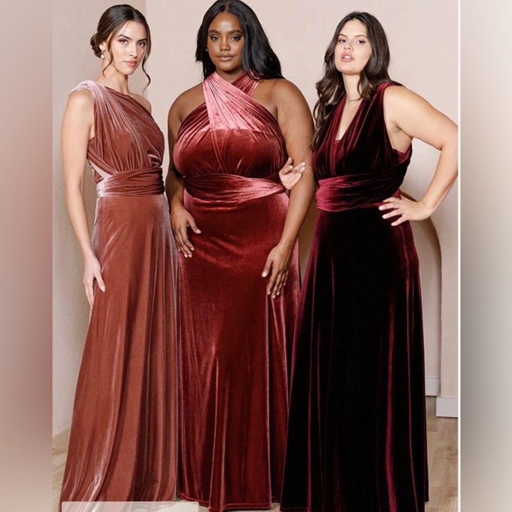 Velvet Micah Revelry Bridesmaid Dress in Burgundy